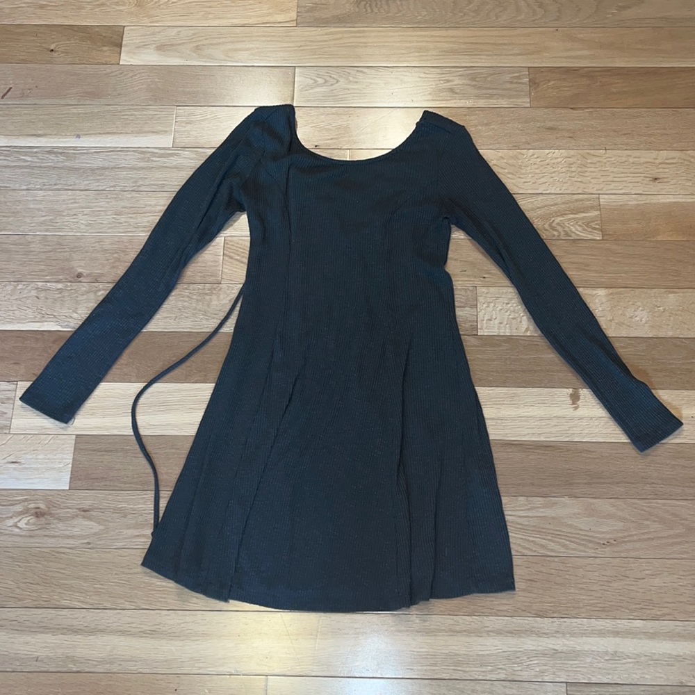 Dark green above the knee long sleeve dress